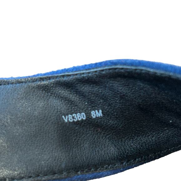 Rachel Zoe Heels Size 8 Peggy Style Real Snakeskin Kid Suede Blue Black Zipper - Picture 10 of 11